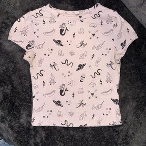 H&M Coachella Light Pink Graphic Baby Tee XS